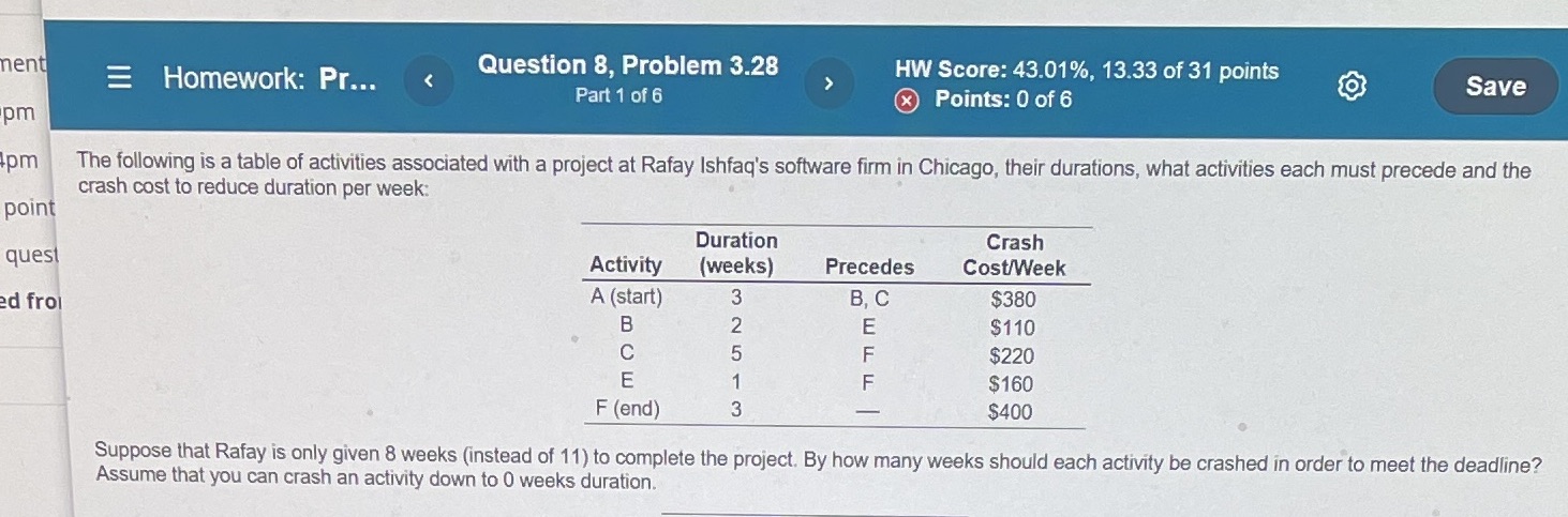 Help me solve this. Each activity should be