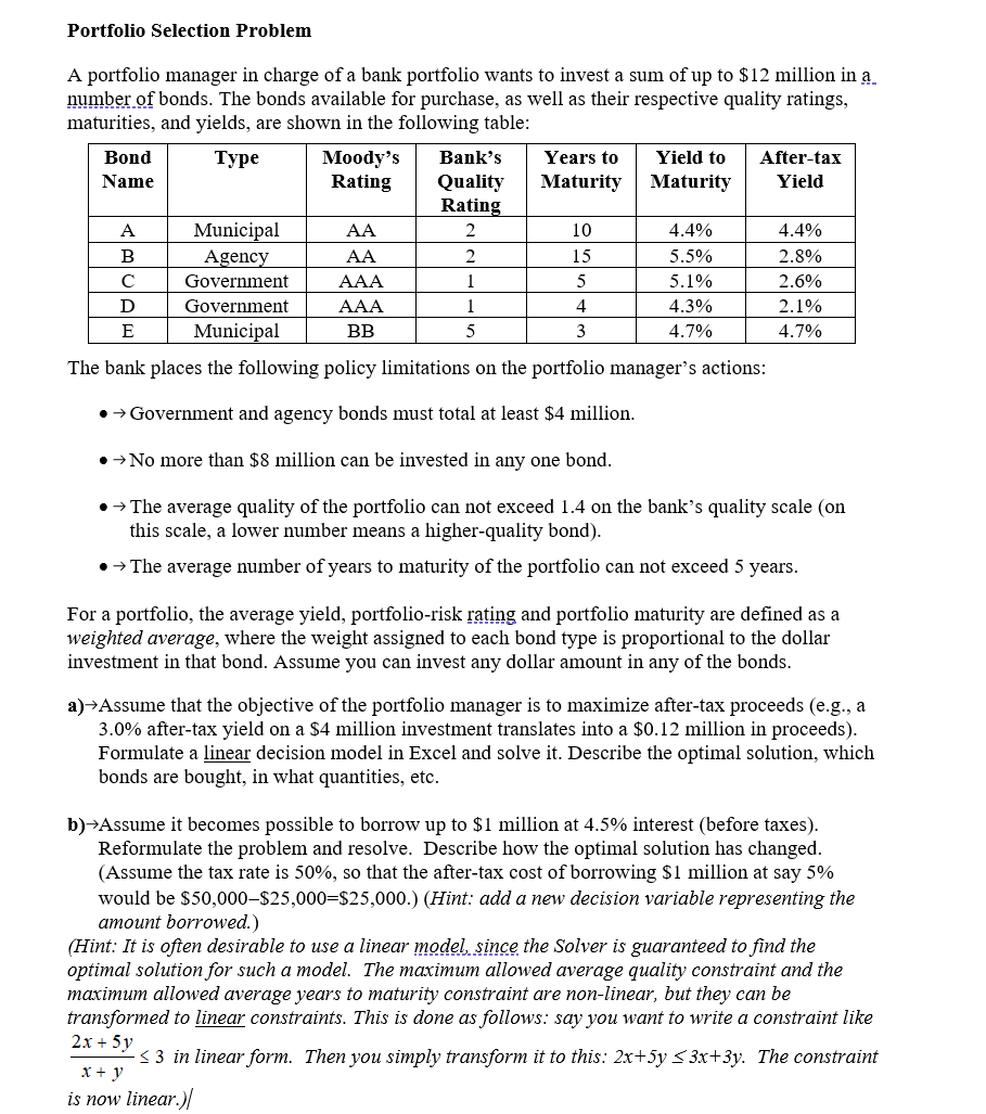 i need to see solver equations Portfolio