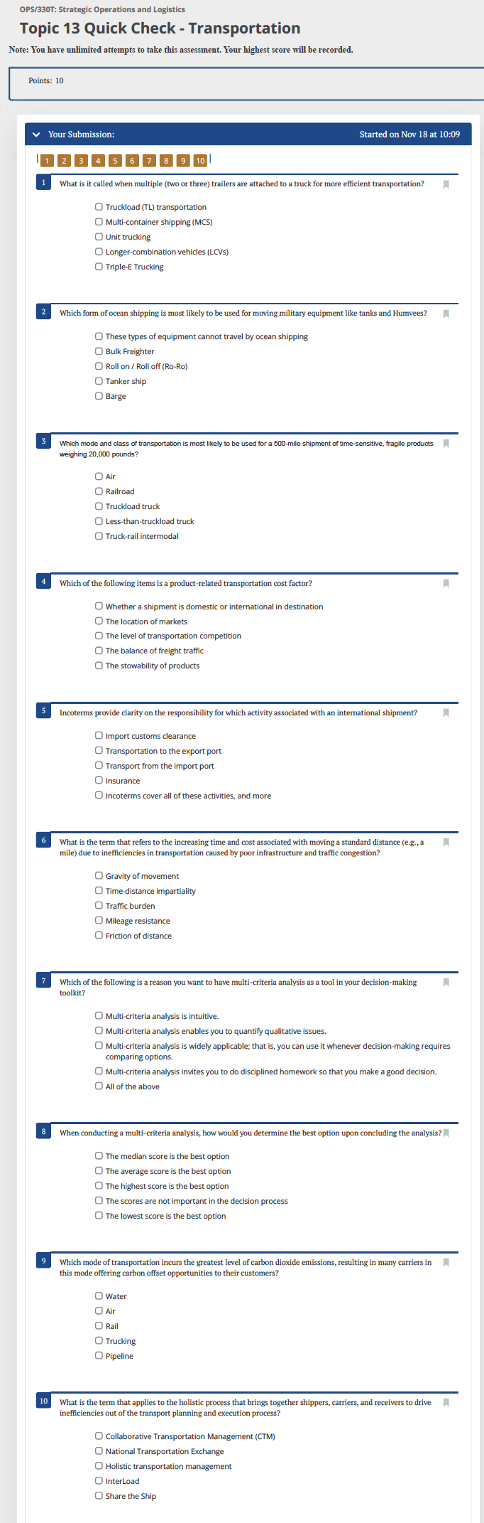 OPS/330T: Strategic Operations and Logistics