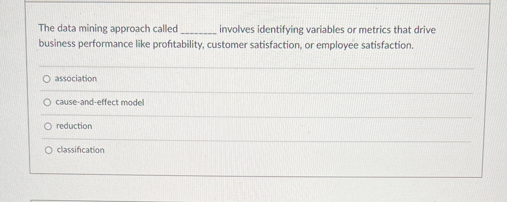 The data mining approach called involves