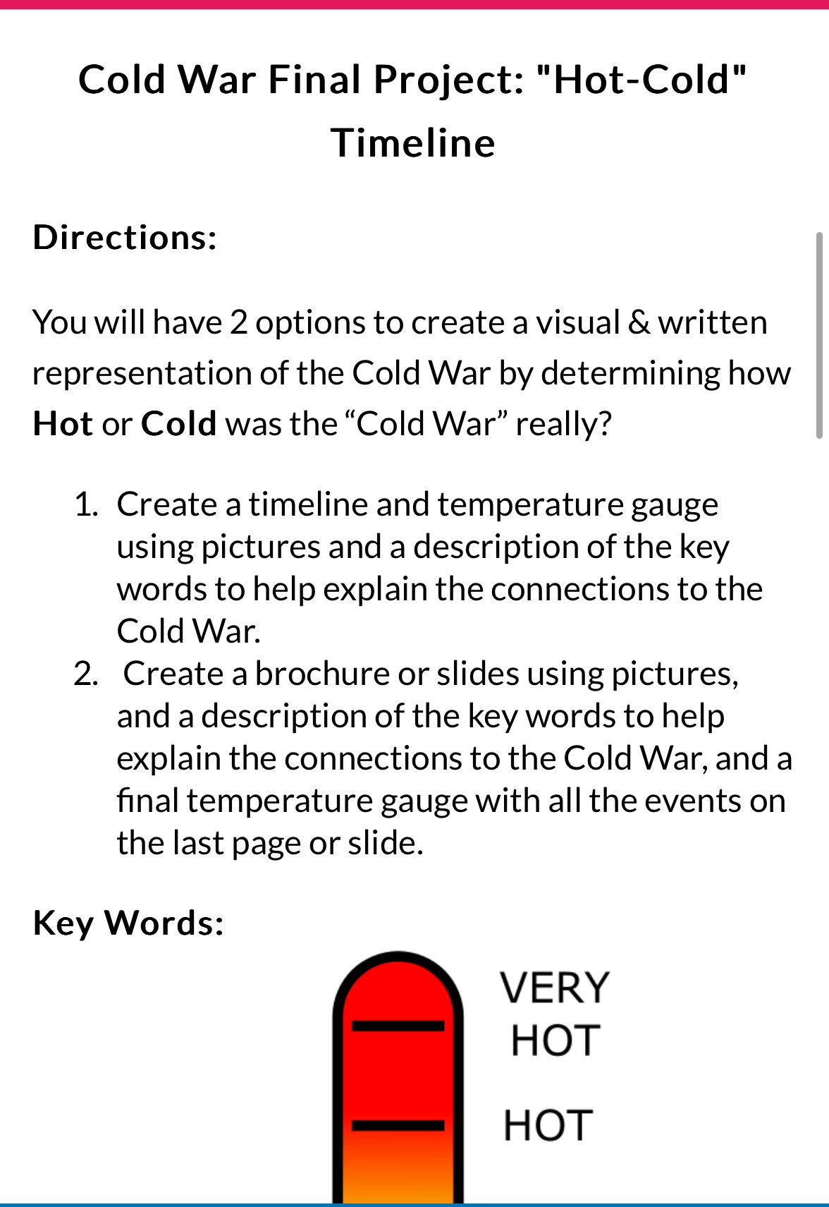 Create slide show Cold War Final Project:
