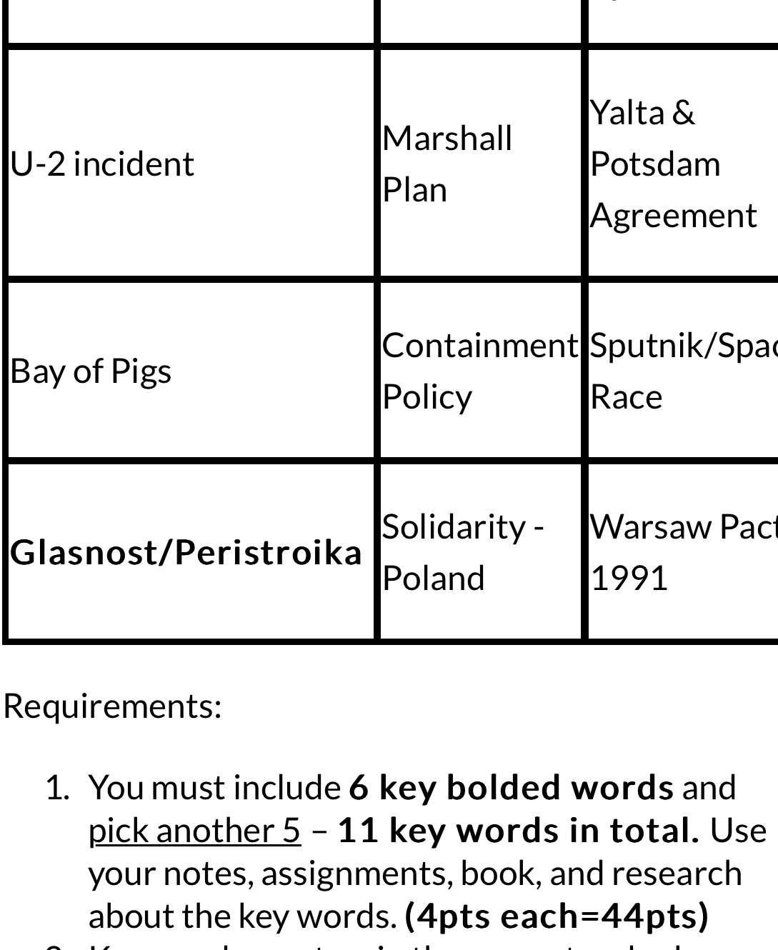 Create slide show Cold War Final Project: