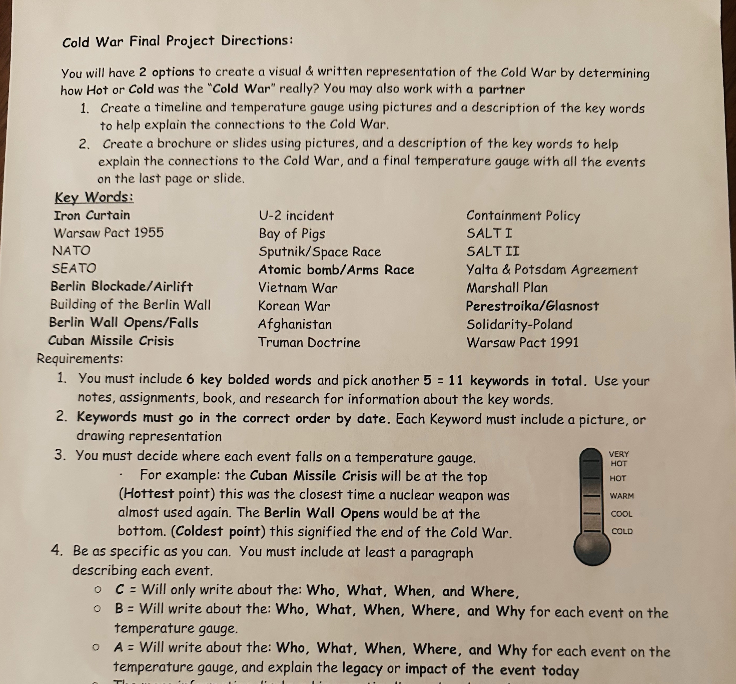 Create slide show Cold War Final Project: