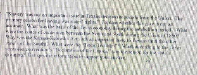 "Slavery was not an important issue The primary