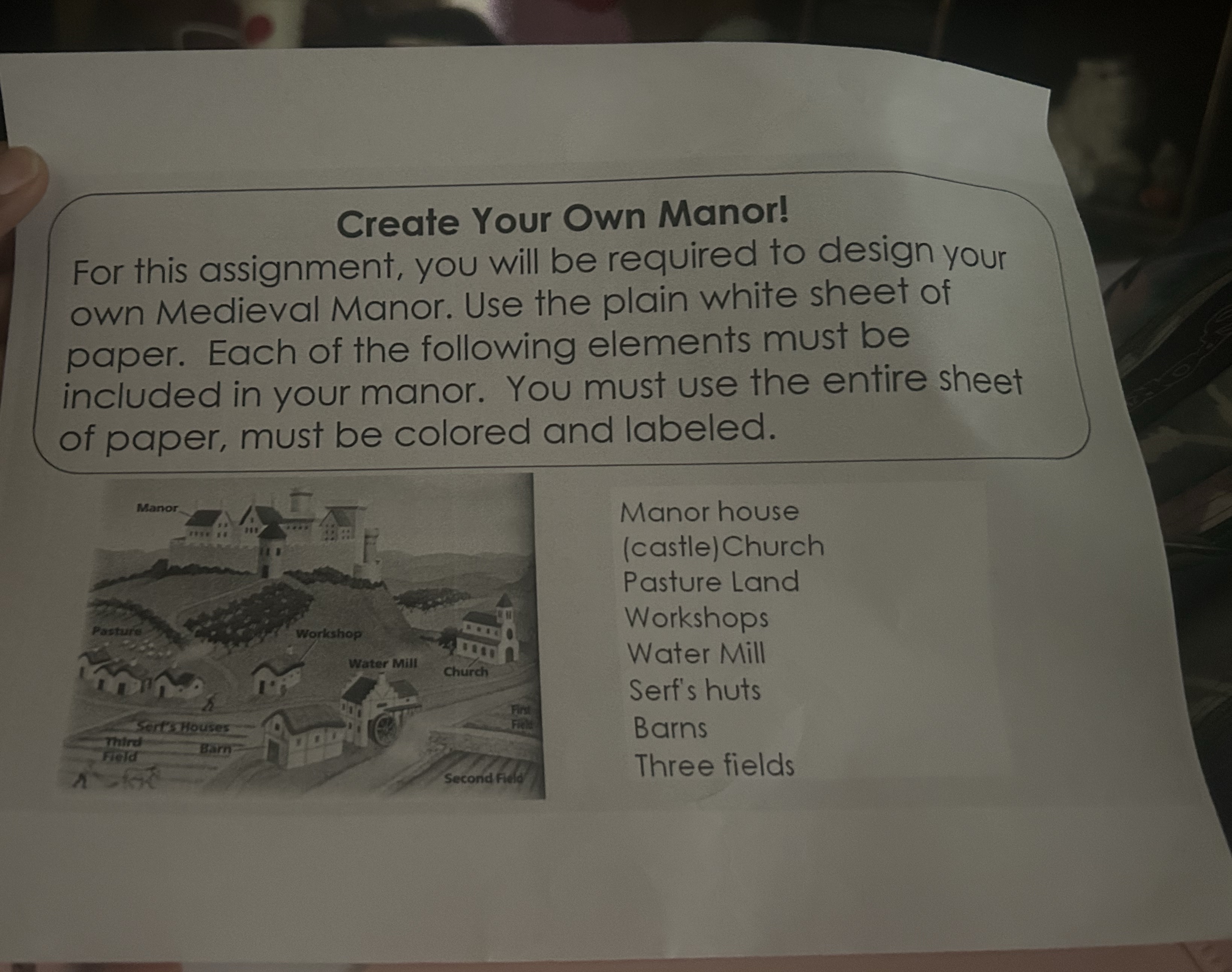 Create Your Own Manor! For this assignment, you