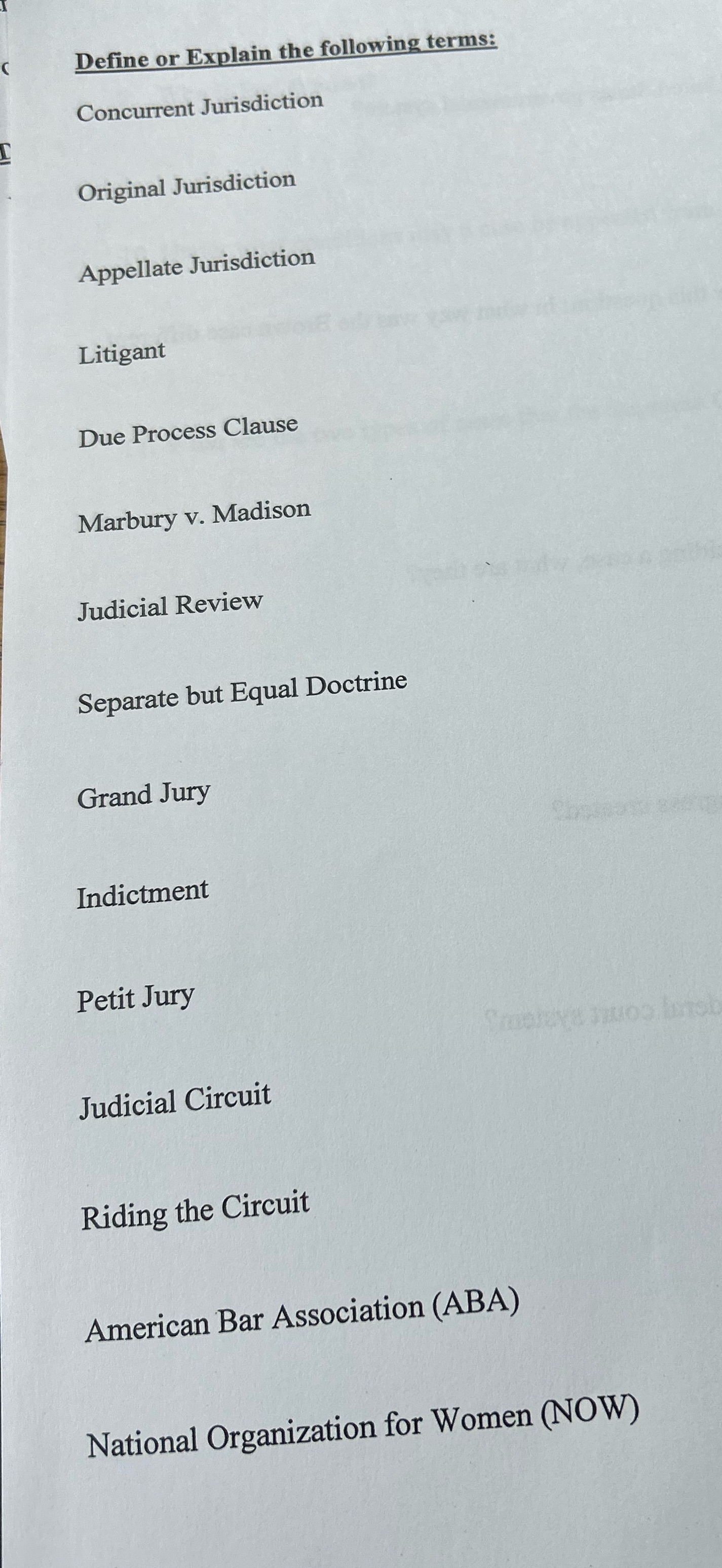 Answer this in short simple definitions Define or