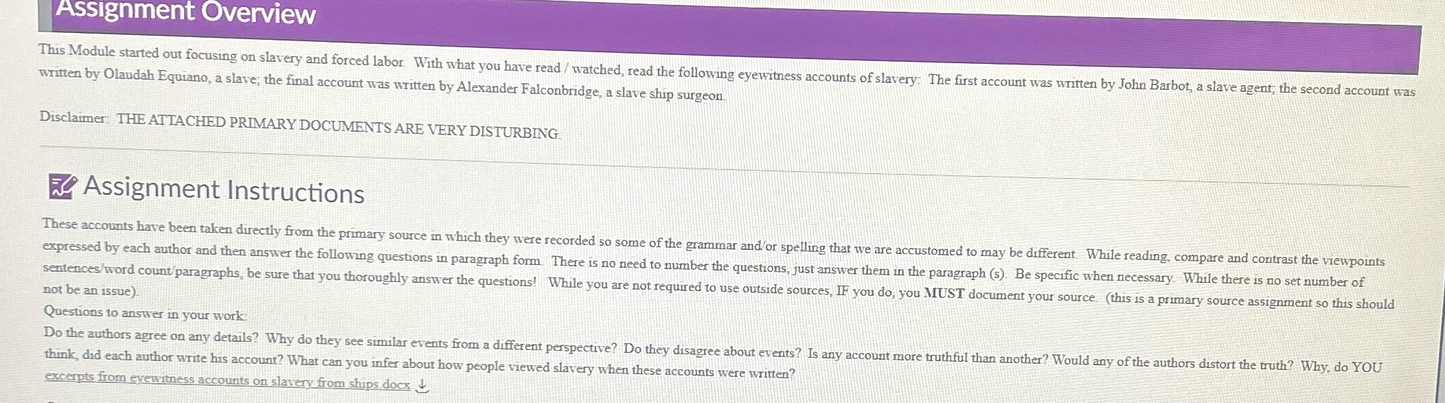 Assignment Overview This Module started out