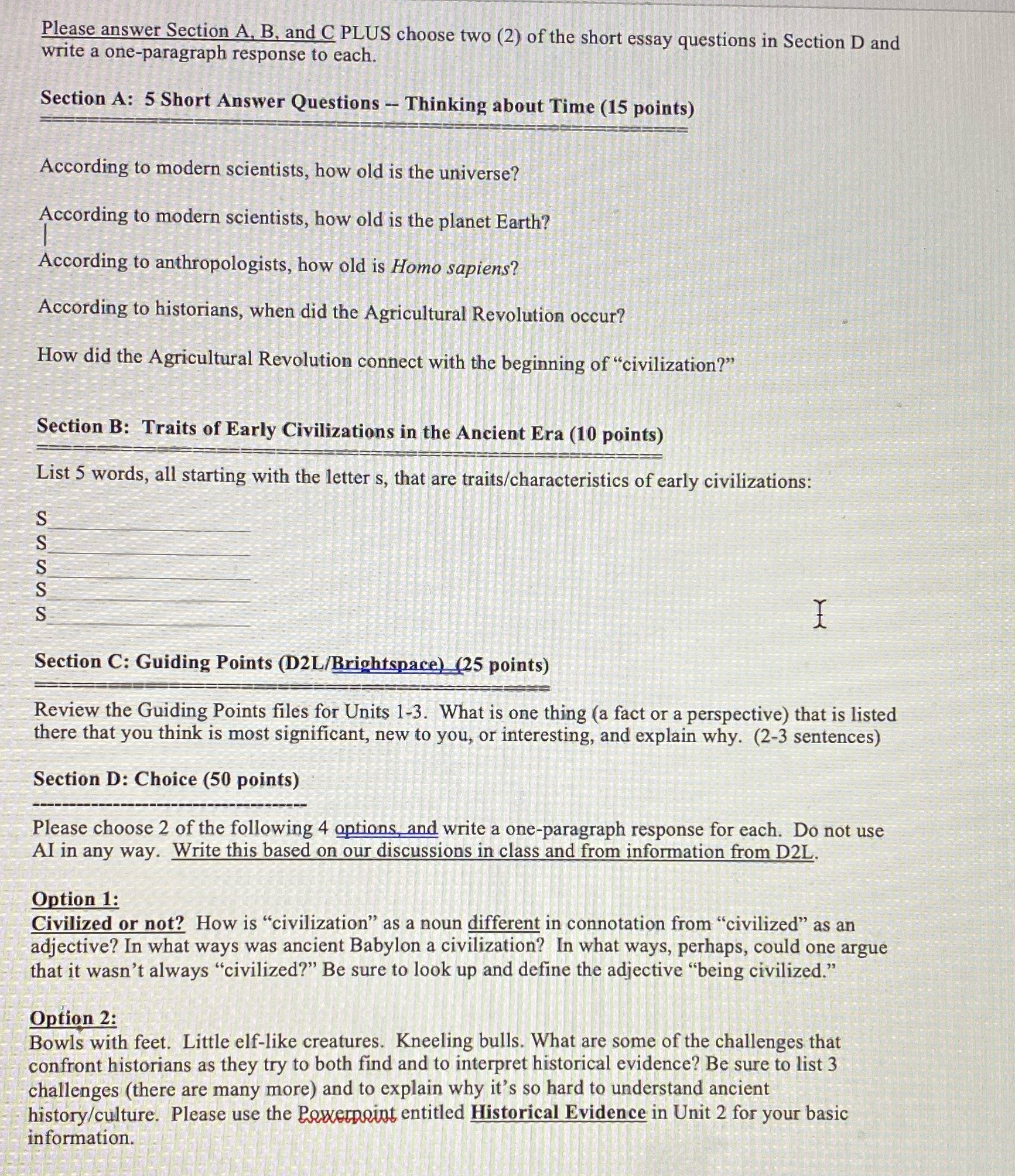 Please answer Section A. B. and C PLUS choose two