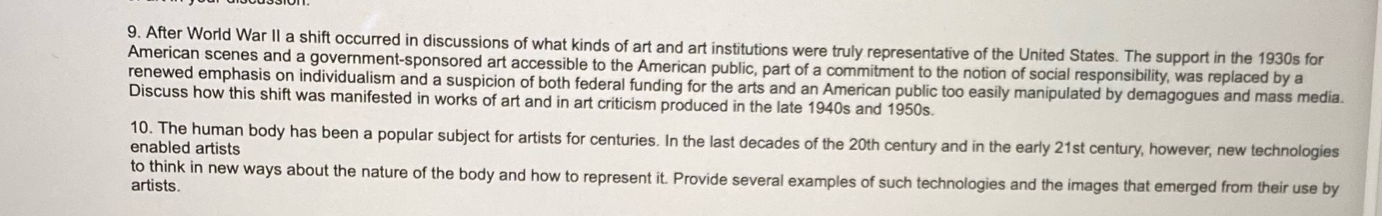 Answer 9. After World War II a shift occurred in