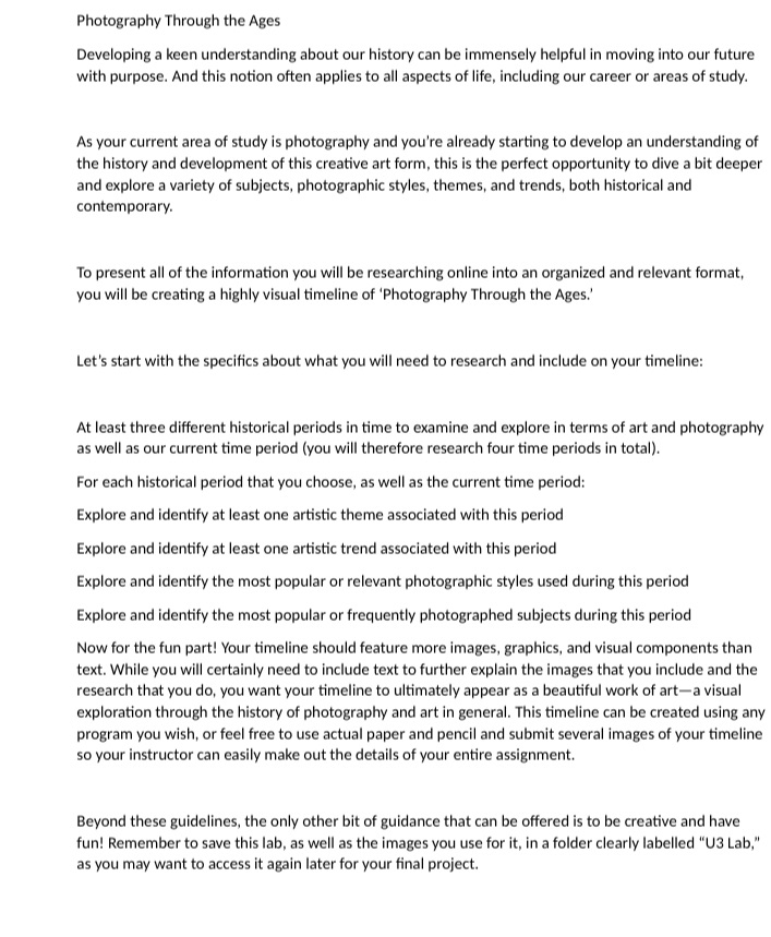 answer the image thank you Photography Through the Ages Developing a keen