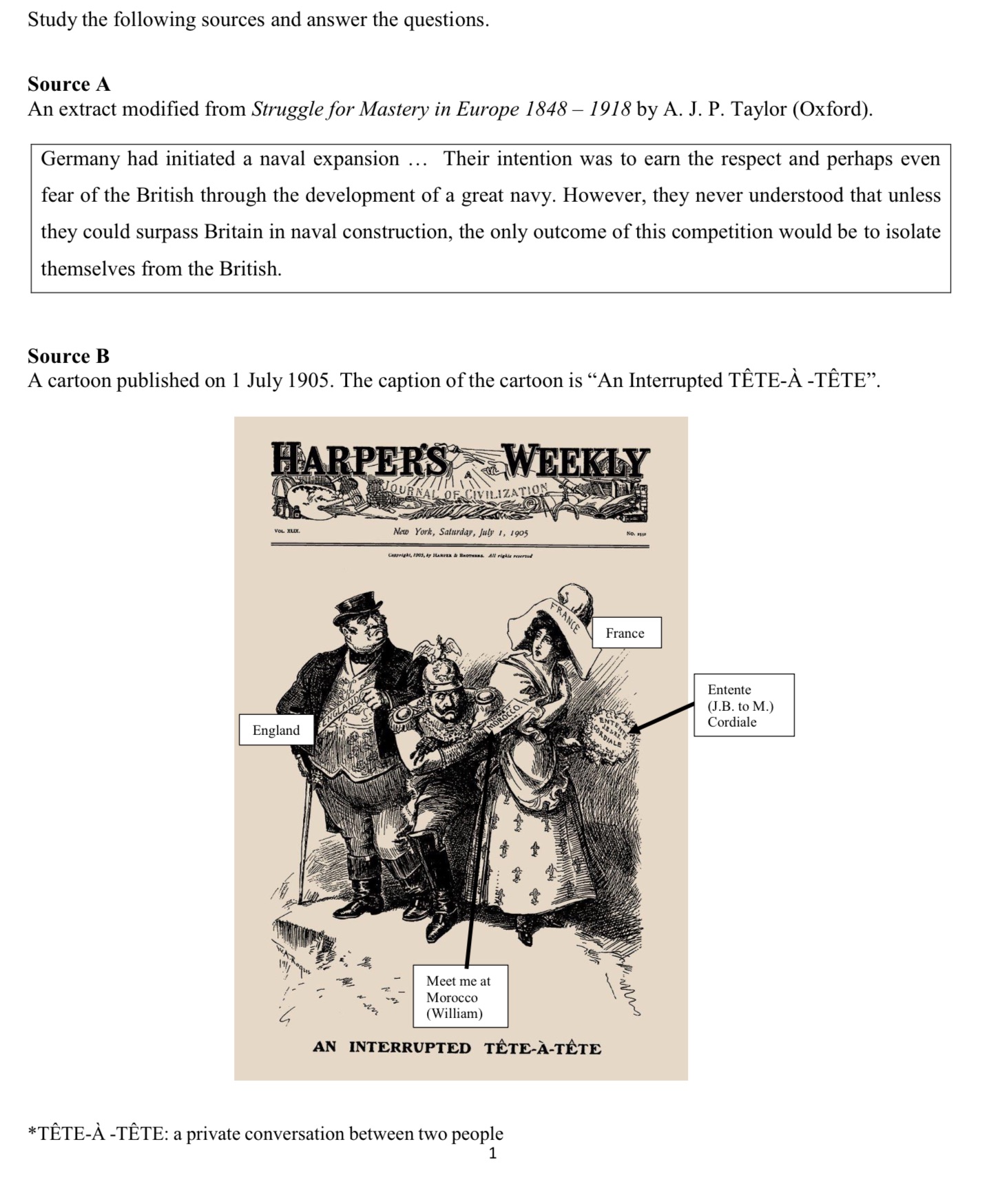 1) a) With reference to Source A, what was A. J.