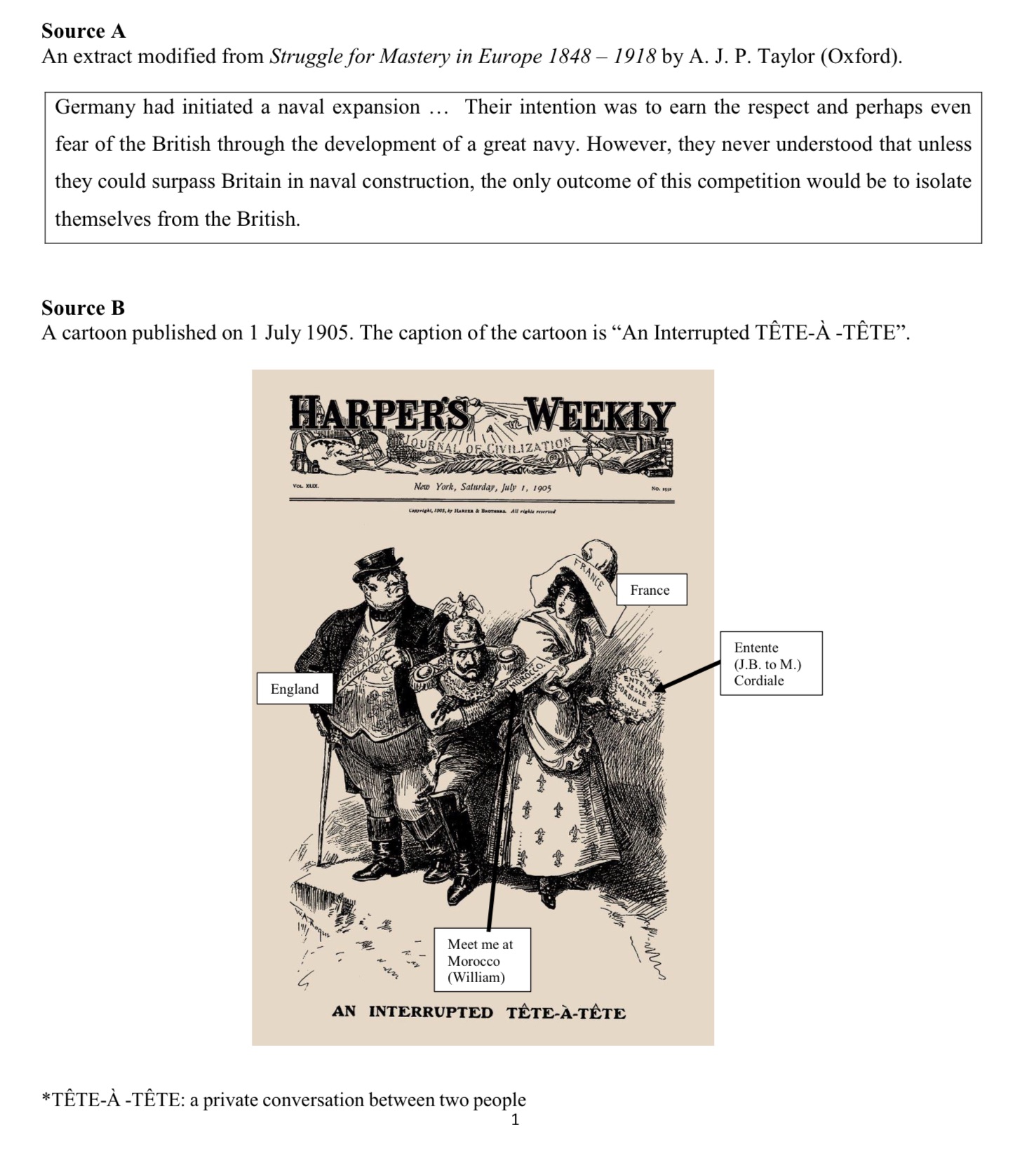 1) a) With reference to Source A, what was A. J.