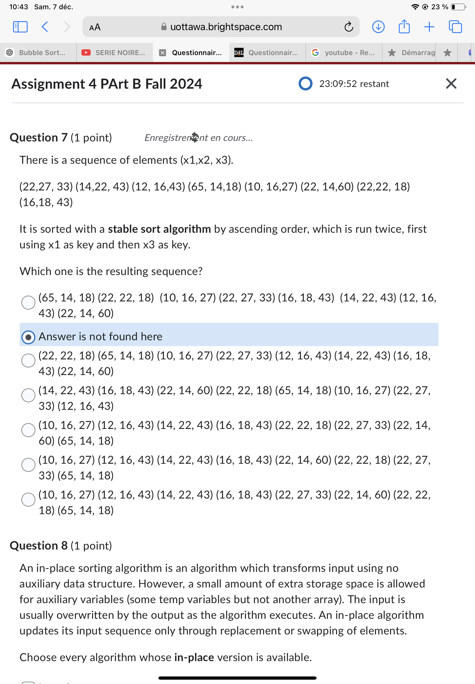 Resoudre 10:43 Sam. 7 dec. . . . @ 23 % ED < AA