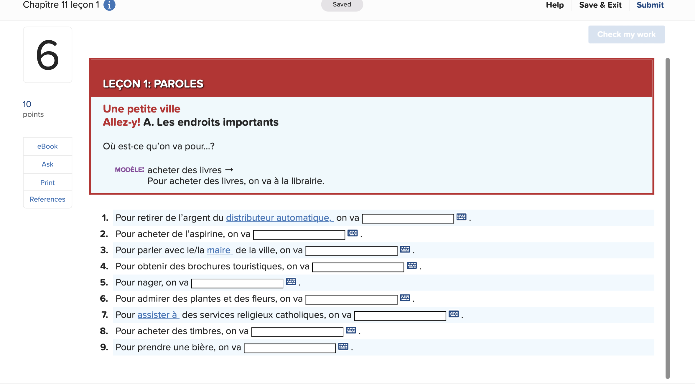 Chapitre 11 lecon 1 i Saved Help Save & Exit