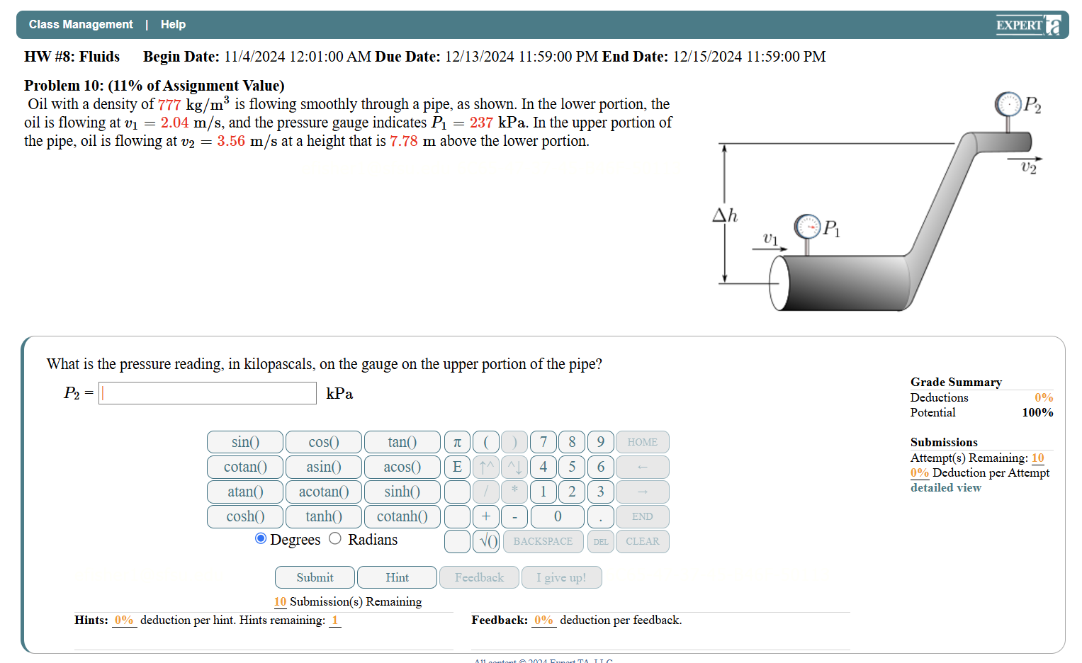 Class Management | Help EXPERT a HW #8: Fluids