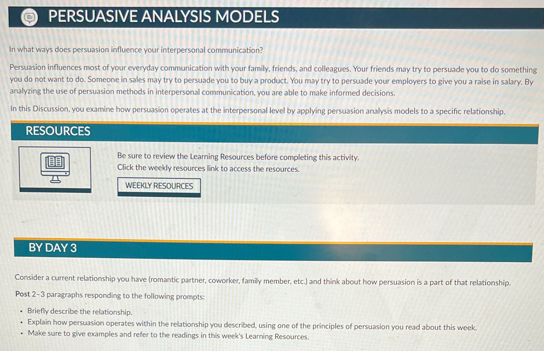 PERSUASIVE ANALYSIS MODELS In what ways does