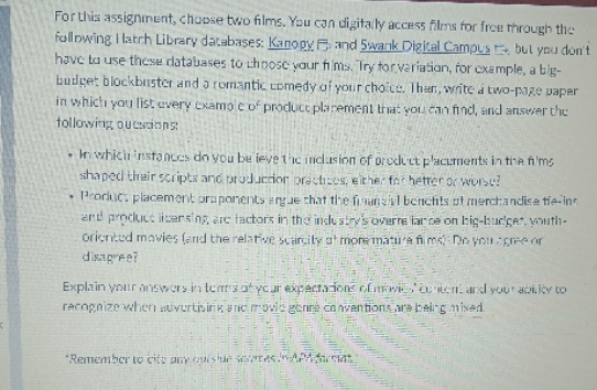 please help. For this assignment, choose two