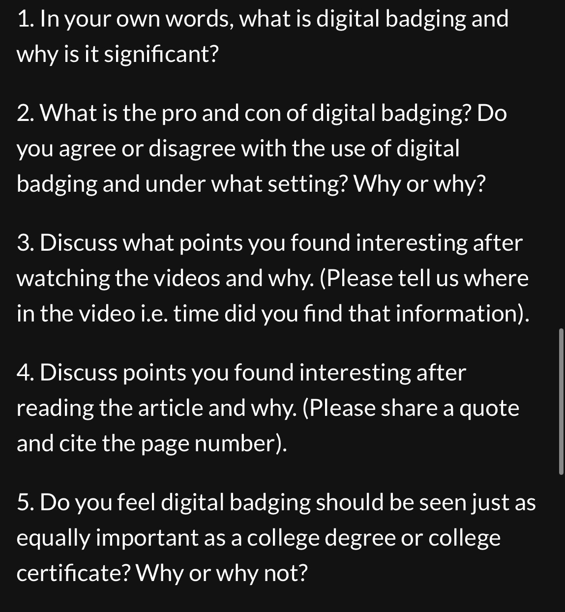 This is the article for the questions below!