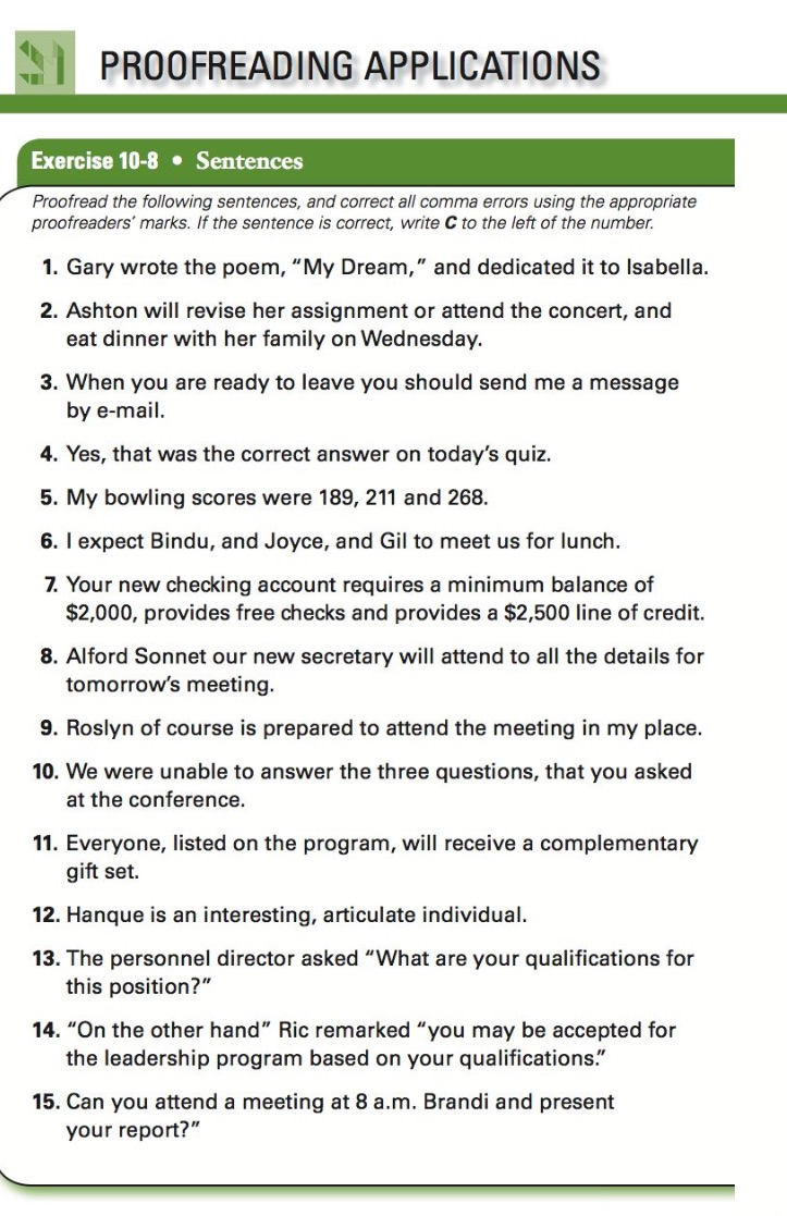 \"| PROOFREADING APPLICATIONS = Exercise 10-8