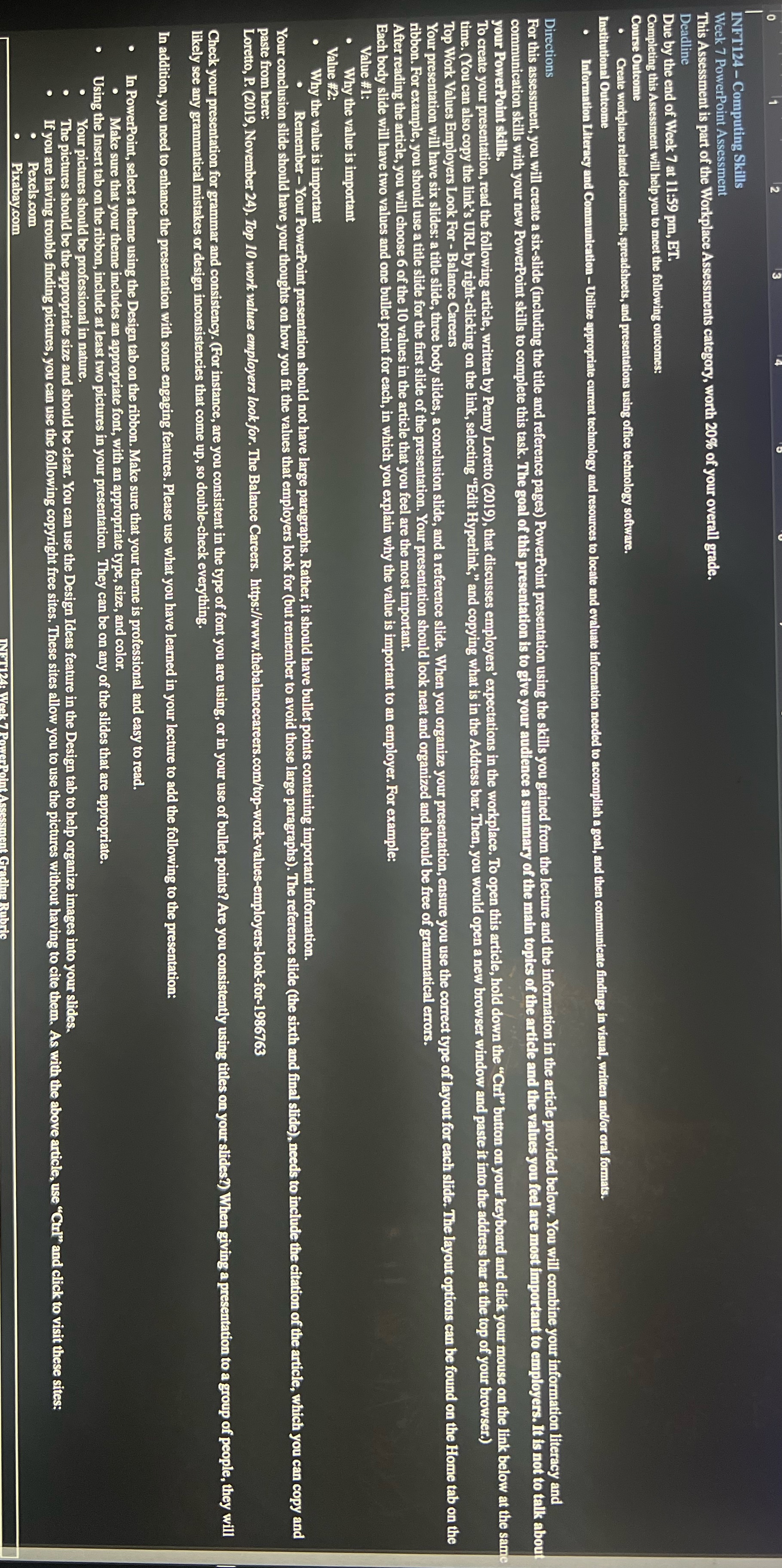 INFT124 - Computing Skills Week 7 PowerPoint