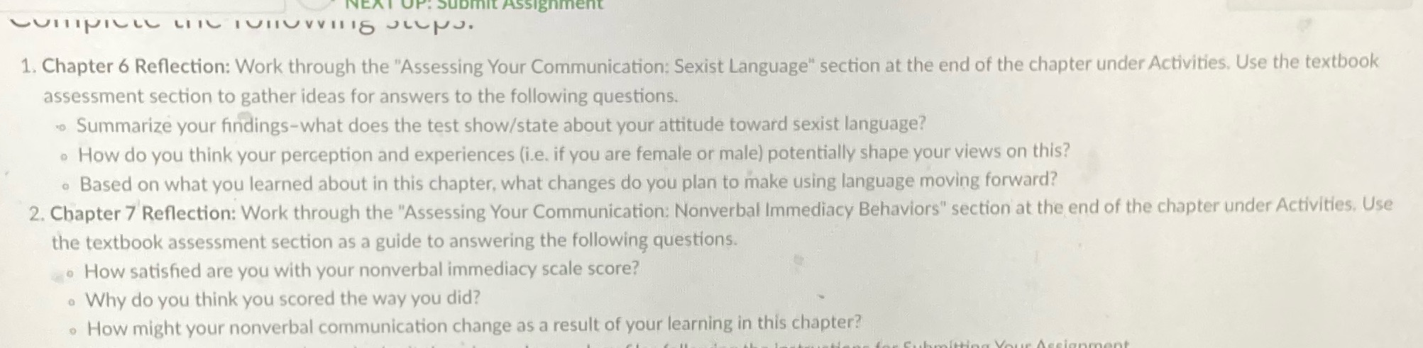 1. Chapter 6 Reflection: Work through the