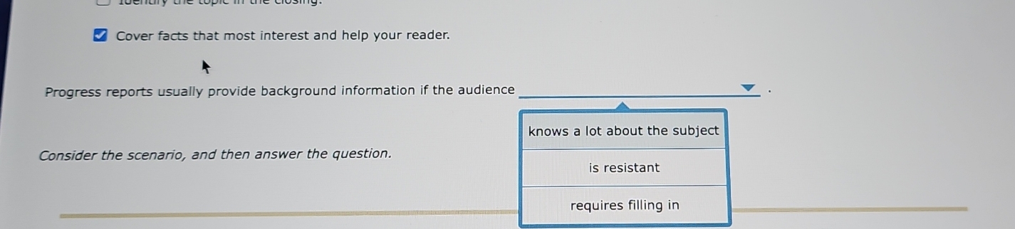 Cover facts that most interest and help your