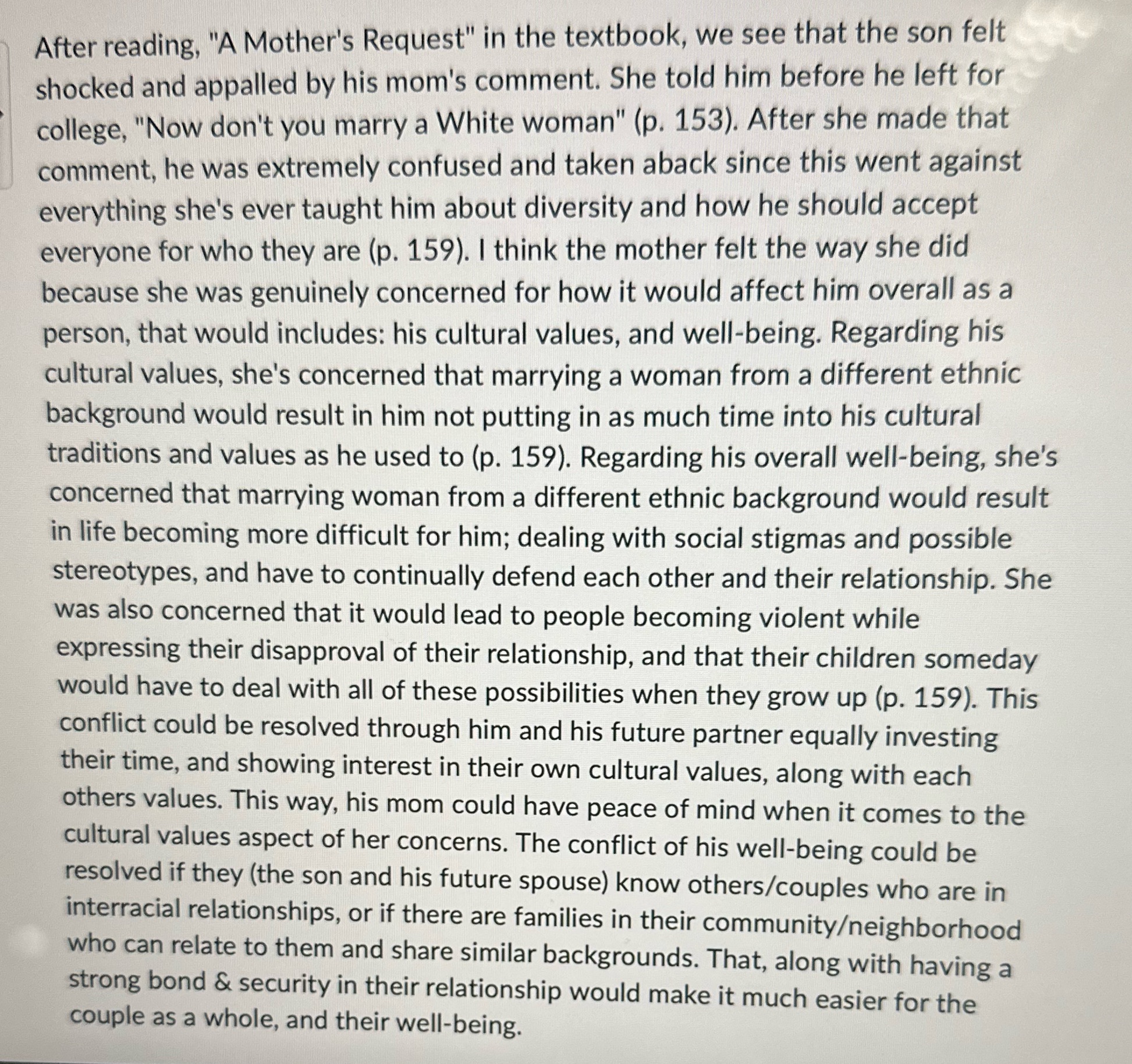 Answer what she wrote After reading, "A