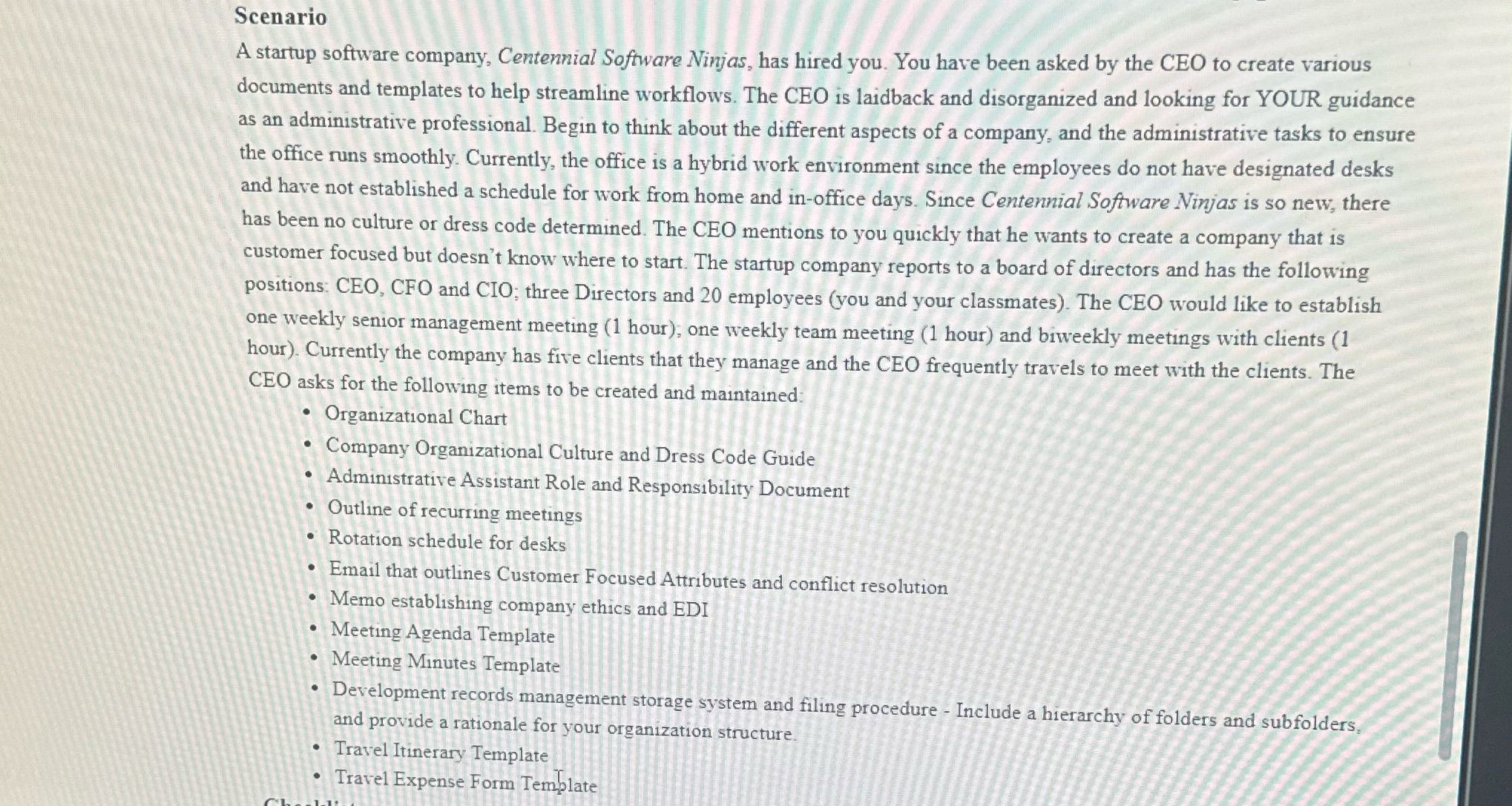 Please help me to answer this Scenario A startup