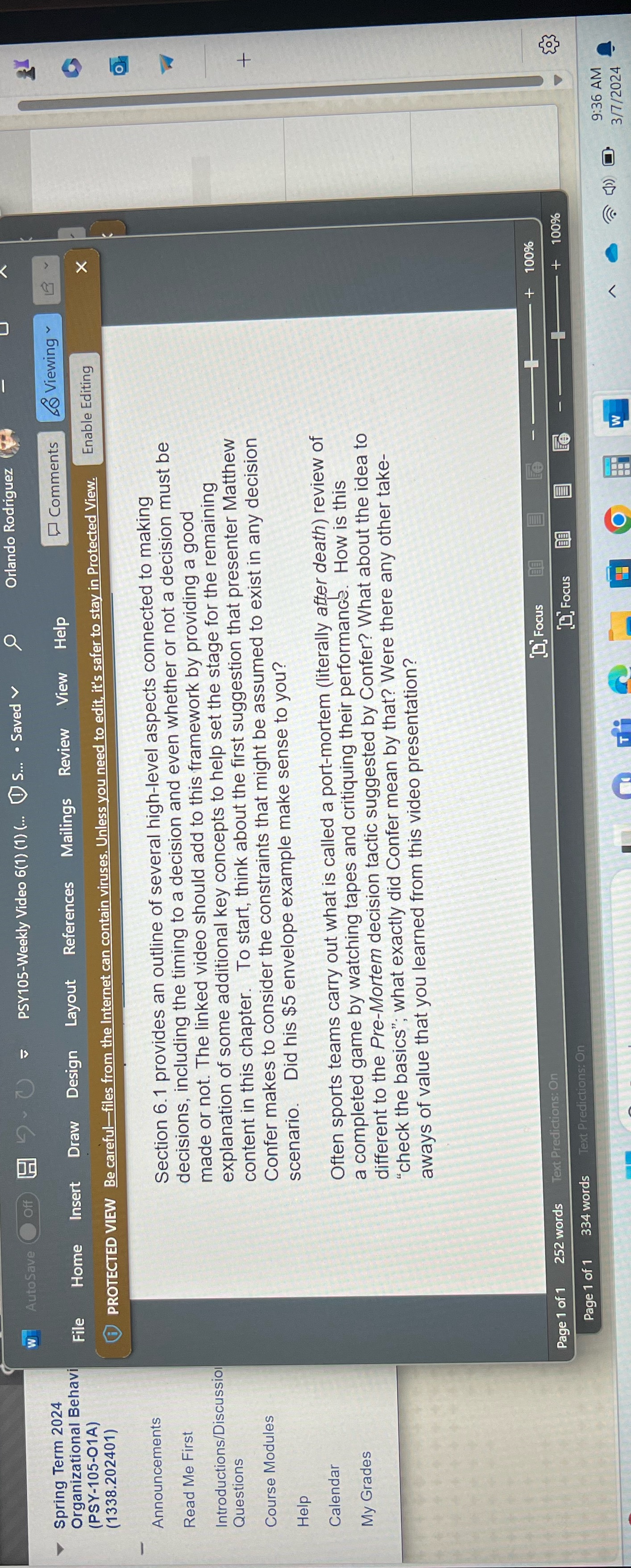 AutoSave off ) 1. 0 PSY105-Weekly Video 6(1) (1)