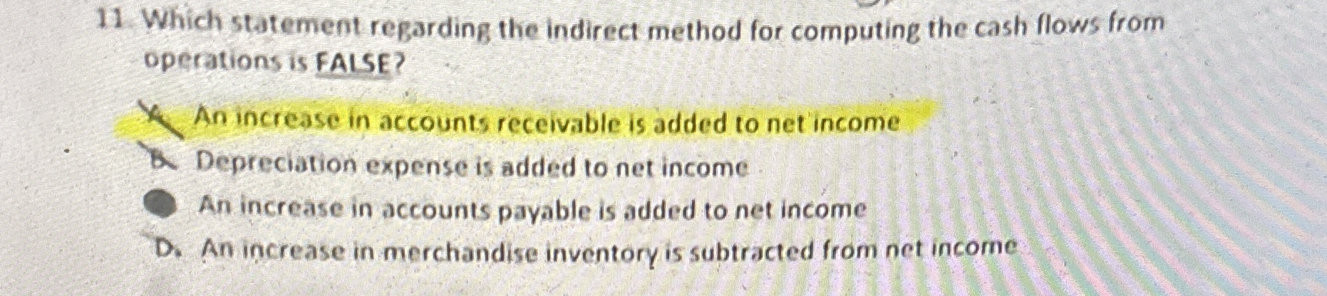 Which statement regarding the indirect method for
