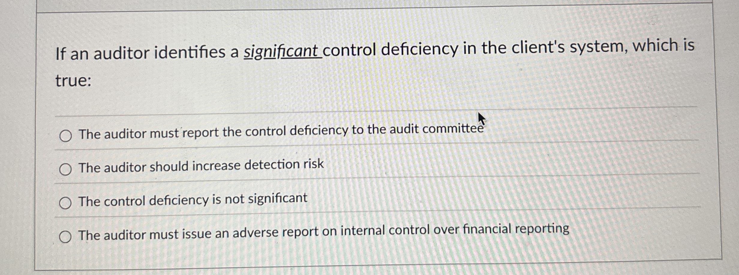 If an auditor identifies a significant control