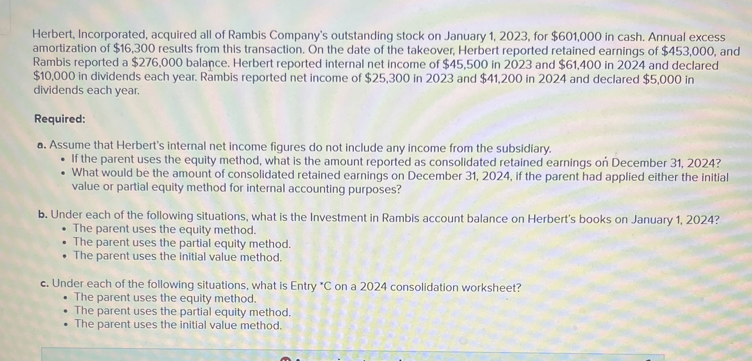 ( 1 ) Prepare entry * C if the parent used the