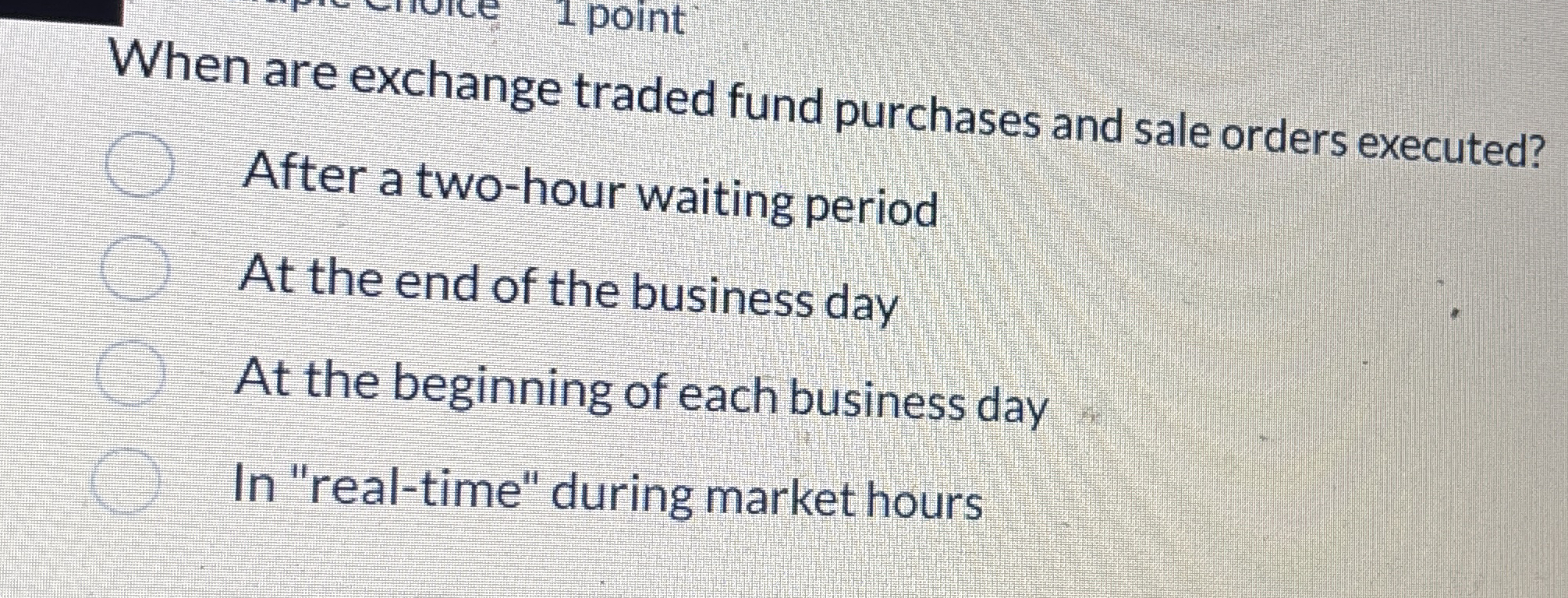 When are exchange traded fund purchases and sale