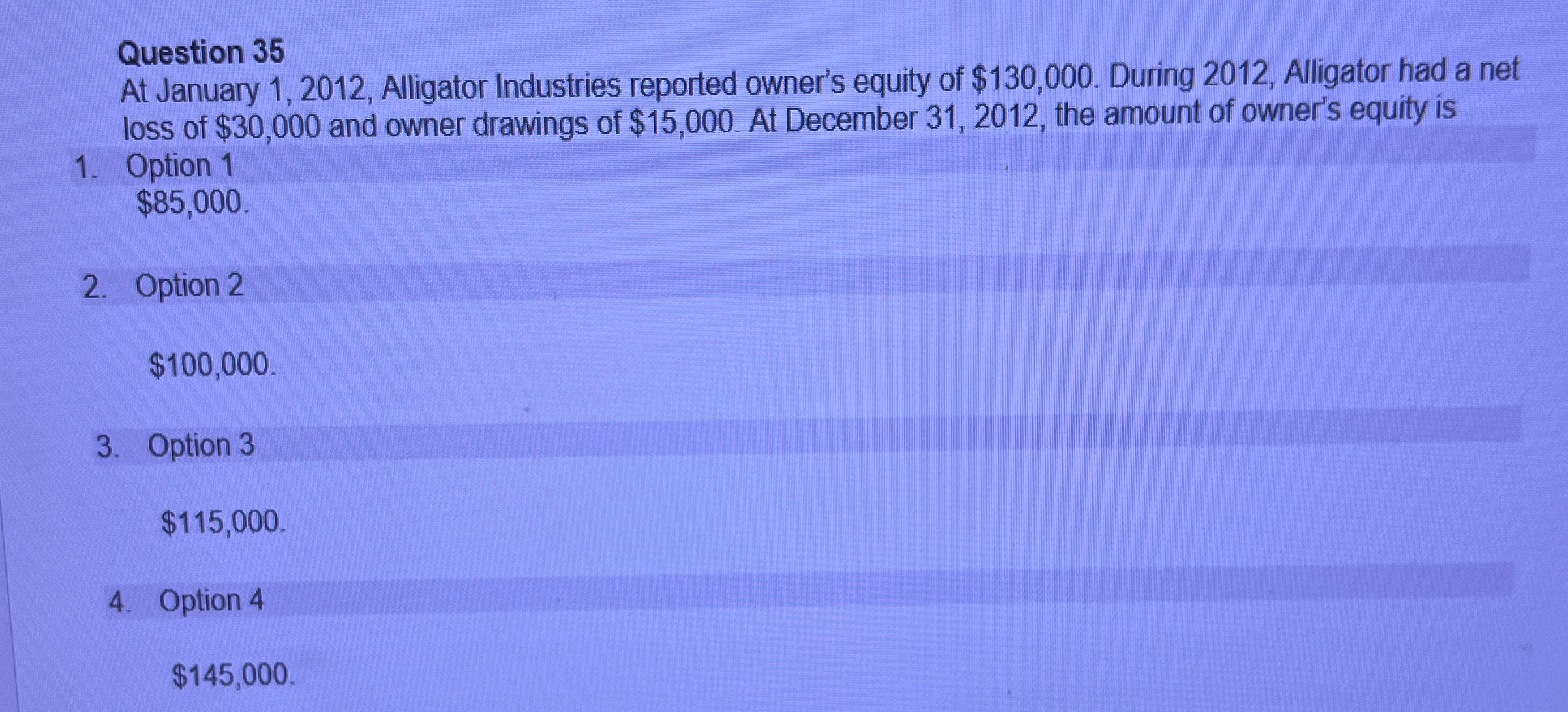 Question 3 5 At January 1 , 2 0 1 2 , Alligator