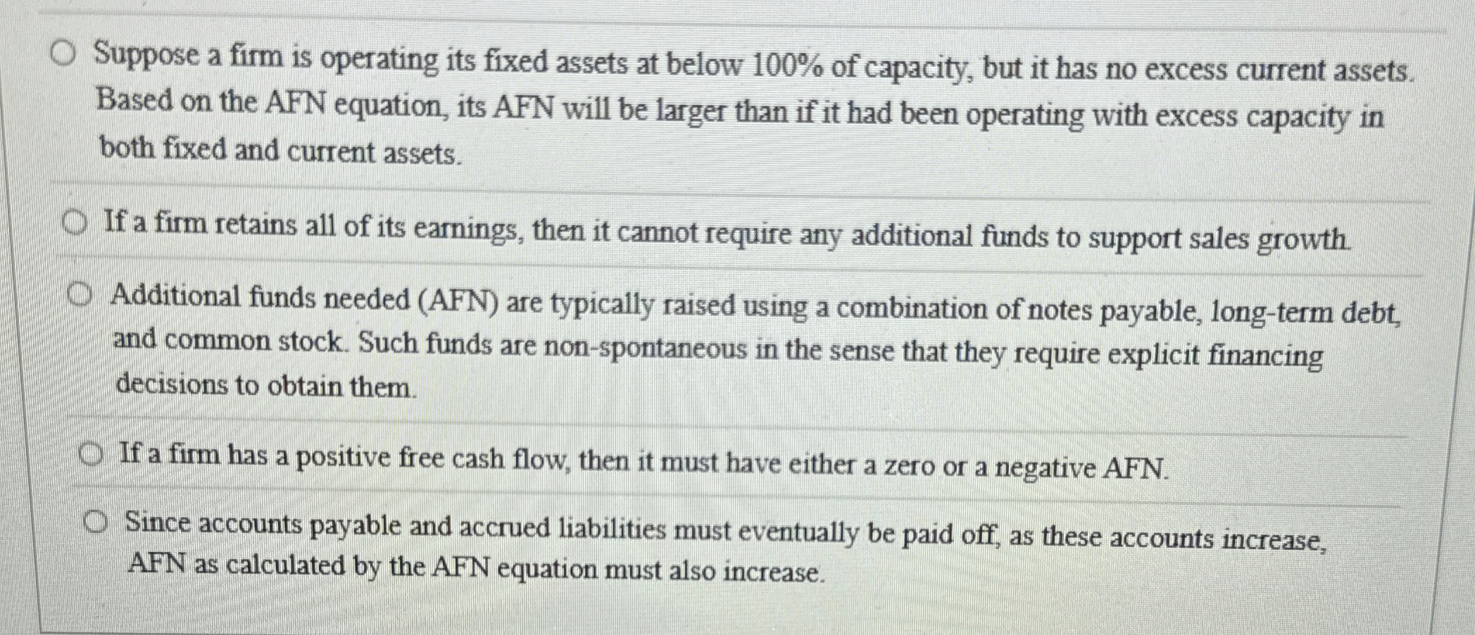 Suppose a firm is operating its fixed assets at