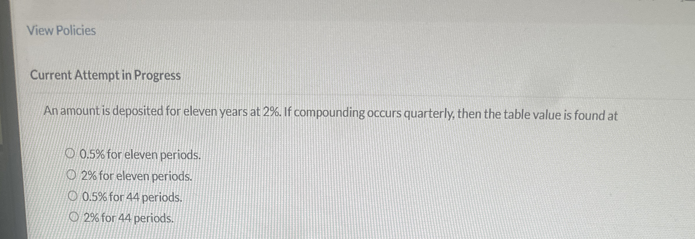 View Policies Current Attempt in Progress An