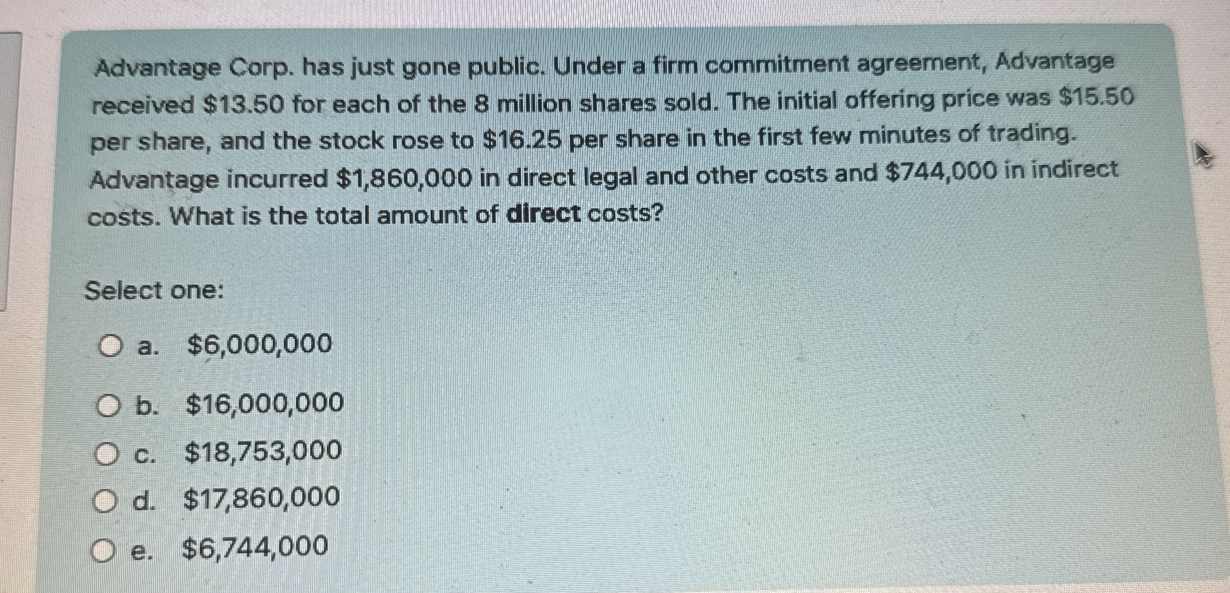 Advantage Corp. has just gone public. Under a