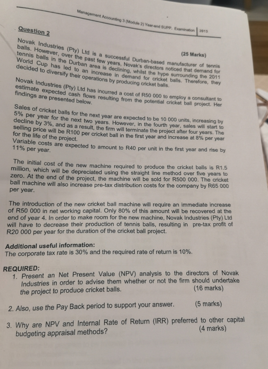 Management Accounting 3 ( Module 2 ) Year - end