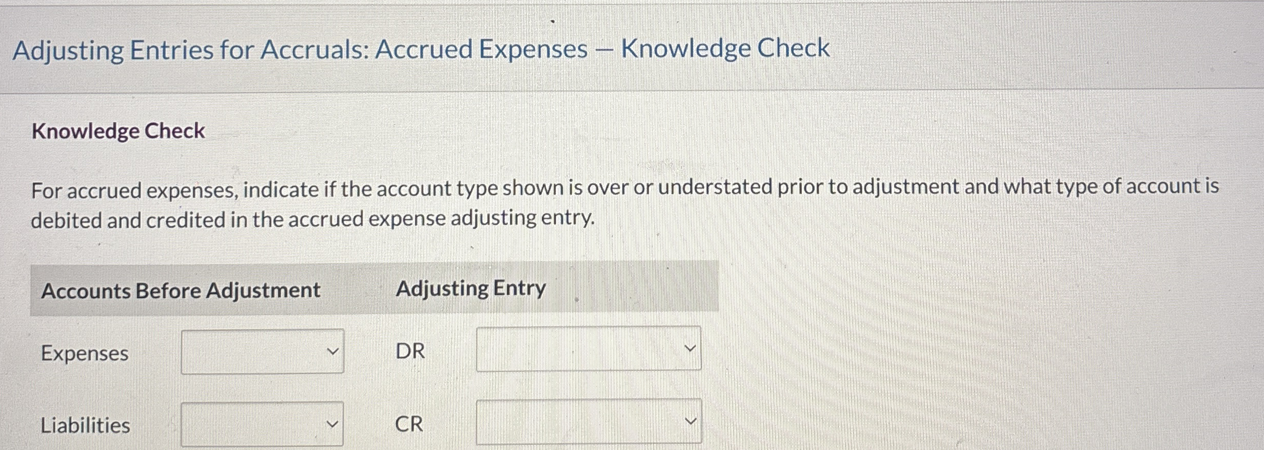 Adjusting Entries for Accruals: Accrued Expenses