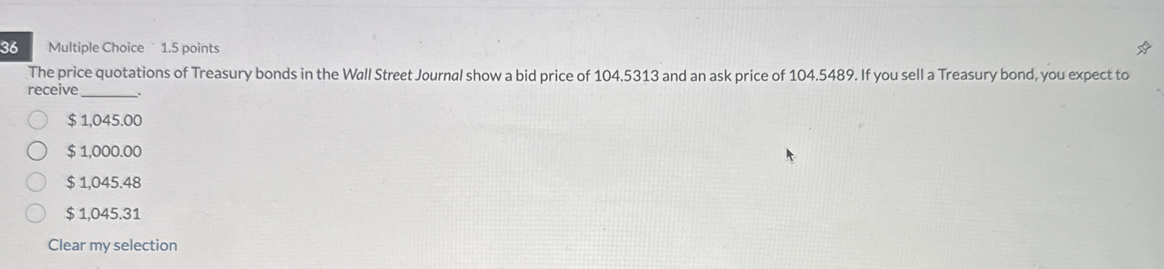 3 6 Multiple Choice 1 . 5 points The price