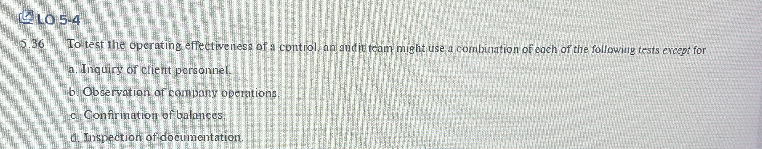 LO 5 - 4 5 . 3 6 To test the operating