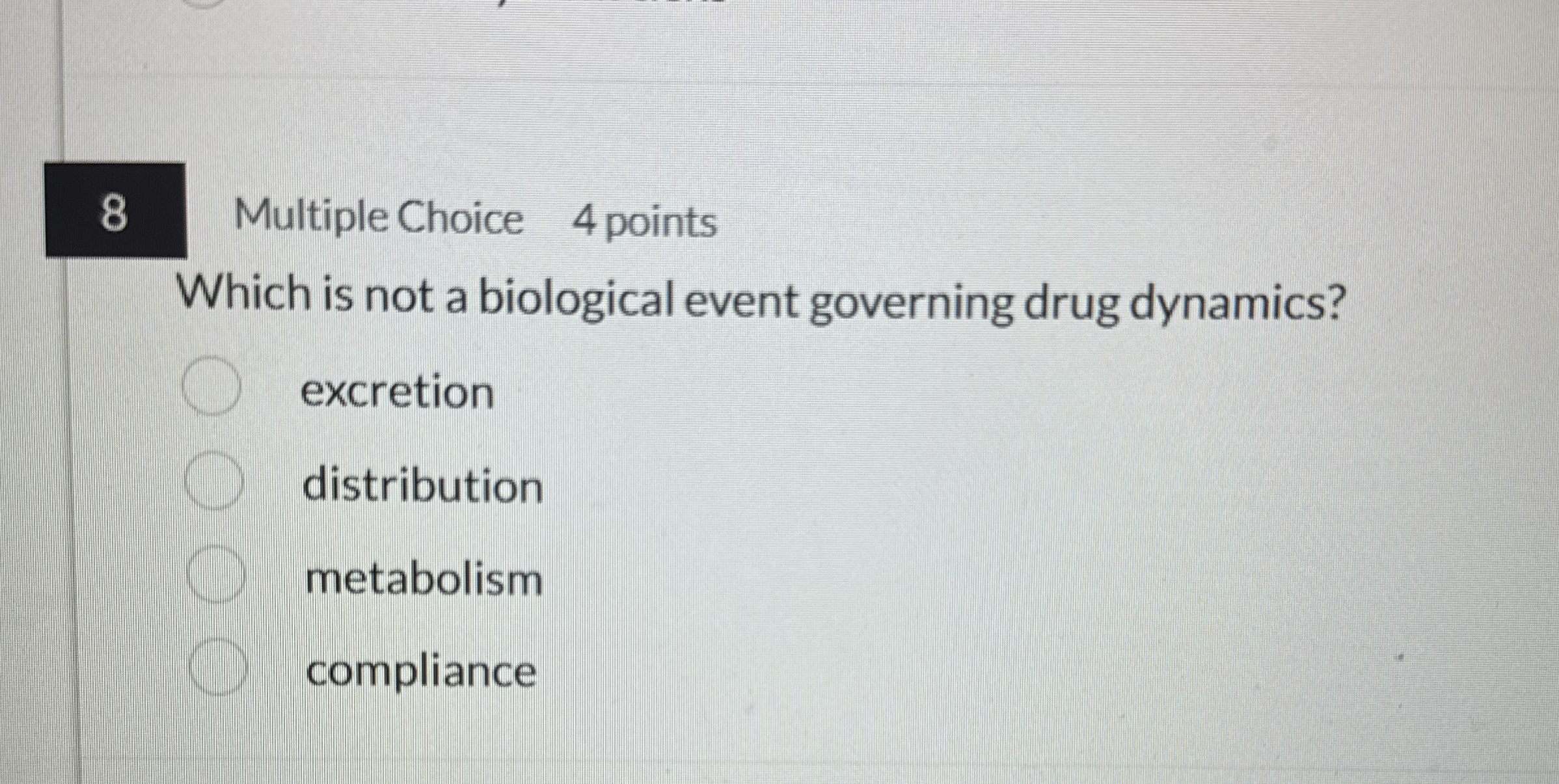 Multiple Choice 4 points Which is not a