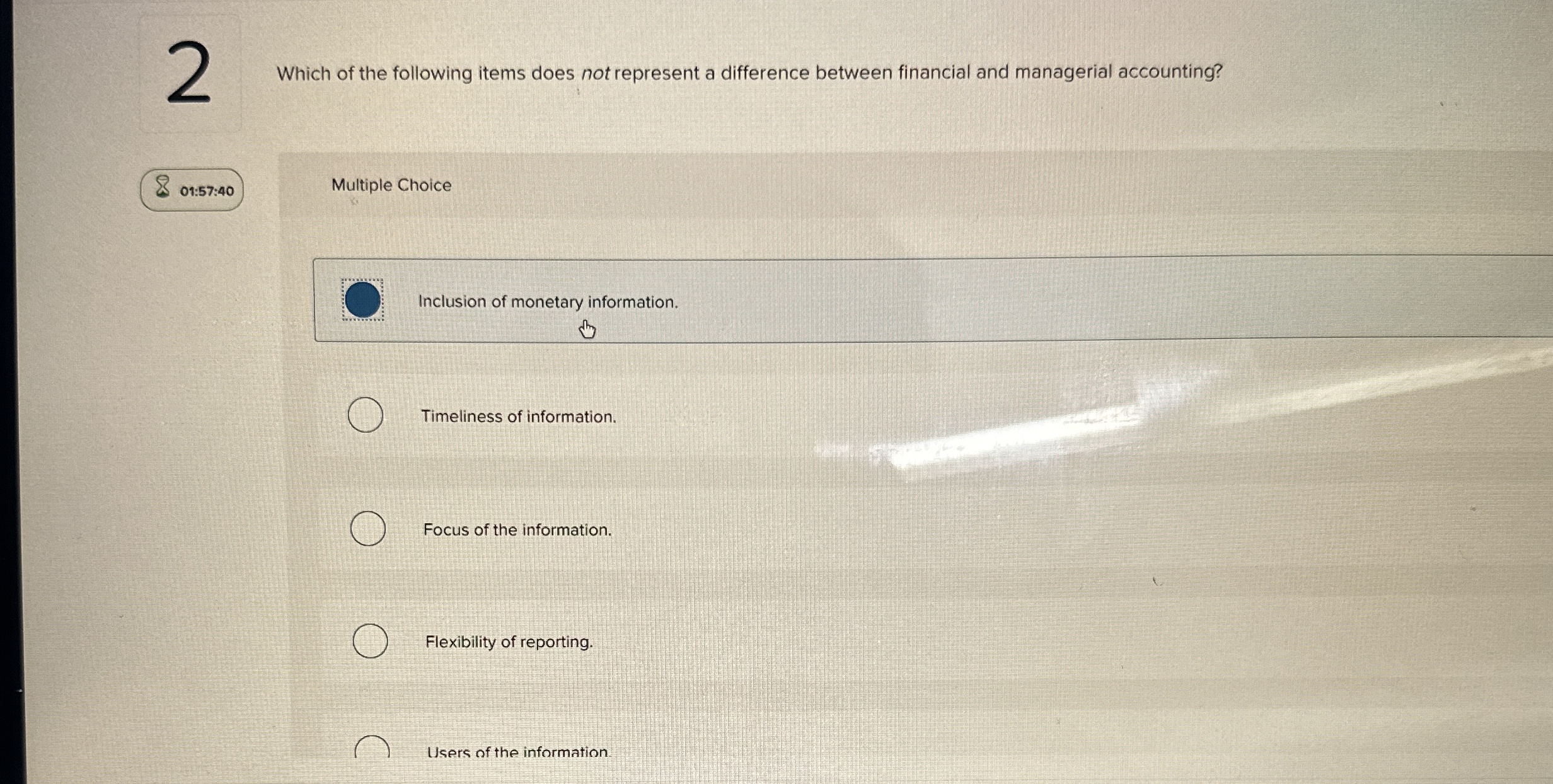 Which of the following items does not represent a