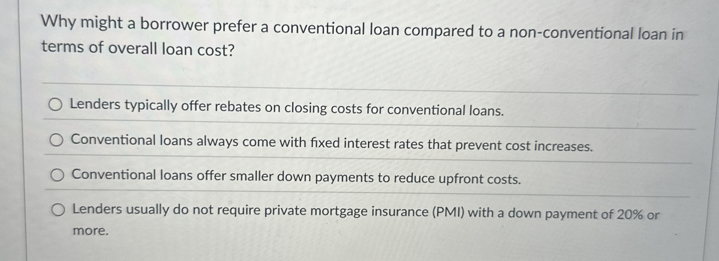 Why might a borrower prefer a conventional loan