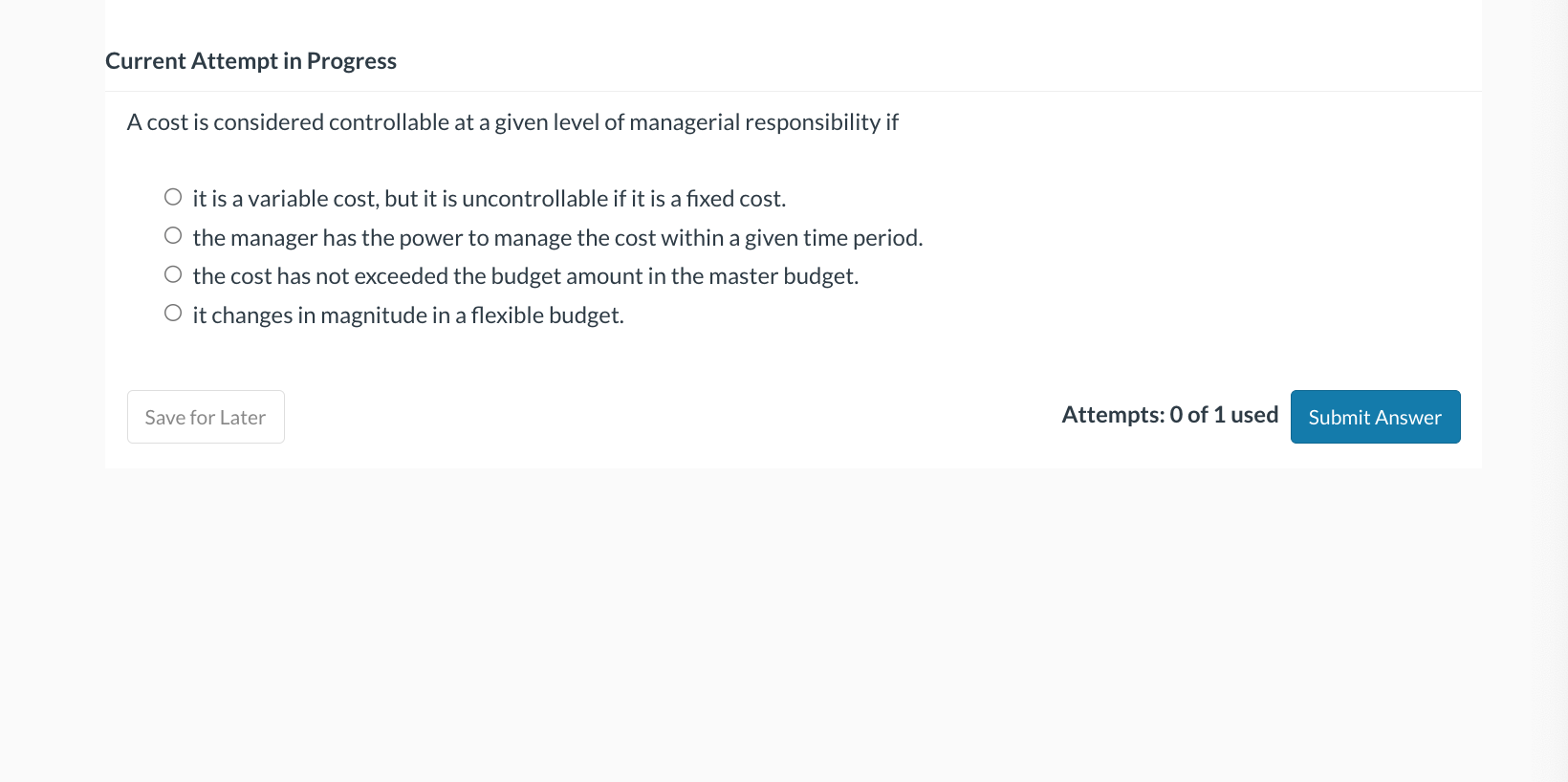 Current Attempt in Progress A cost is considered