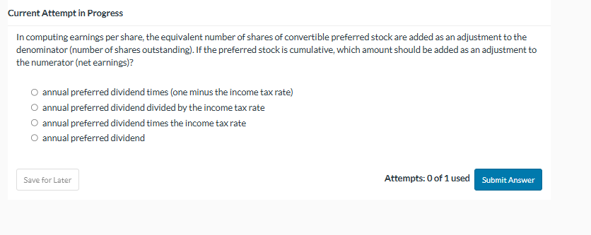 Current Attempt in Progress In computing earnings