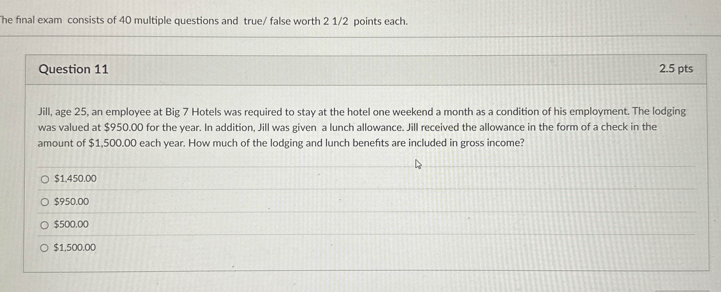 The final exam consists of 4 0 multiple questions