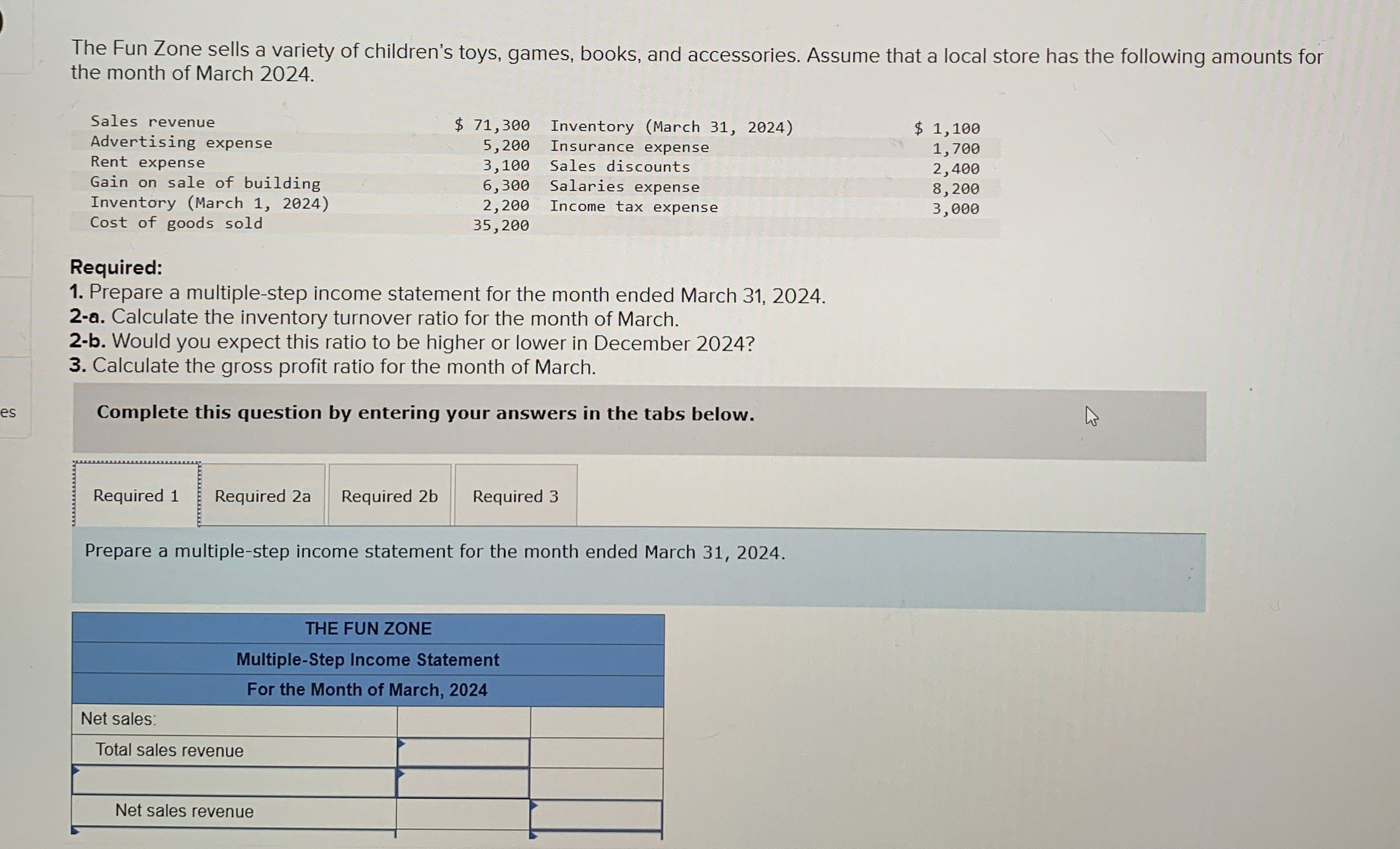 Required 1 Required 2 a Required 2 b Required 3