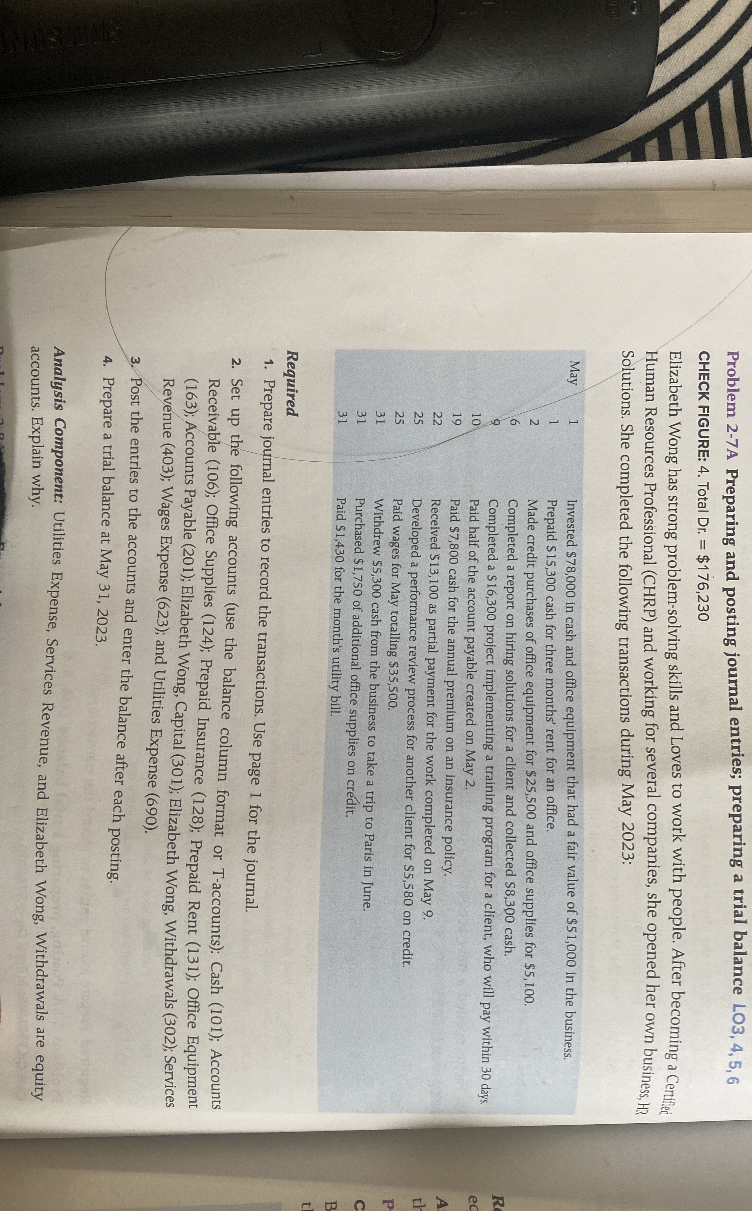 Problem 2 - 7 A Preparing and posting journal