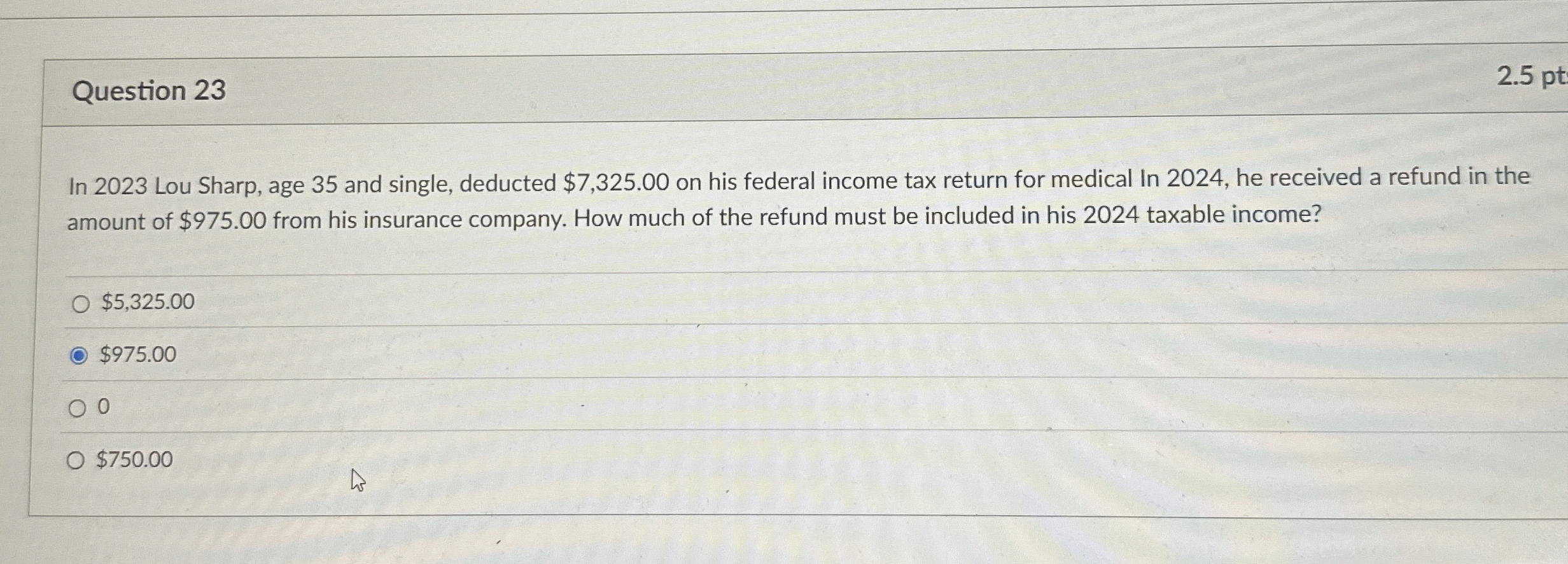 Question 2 3 2 . 5 pt In 2 0 2 3 Lou Sharp, age 3